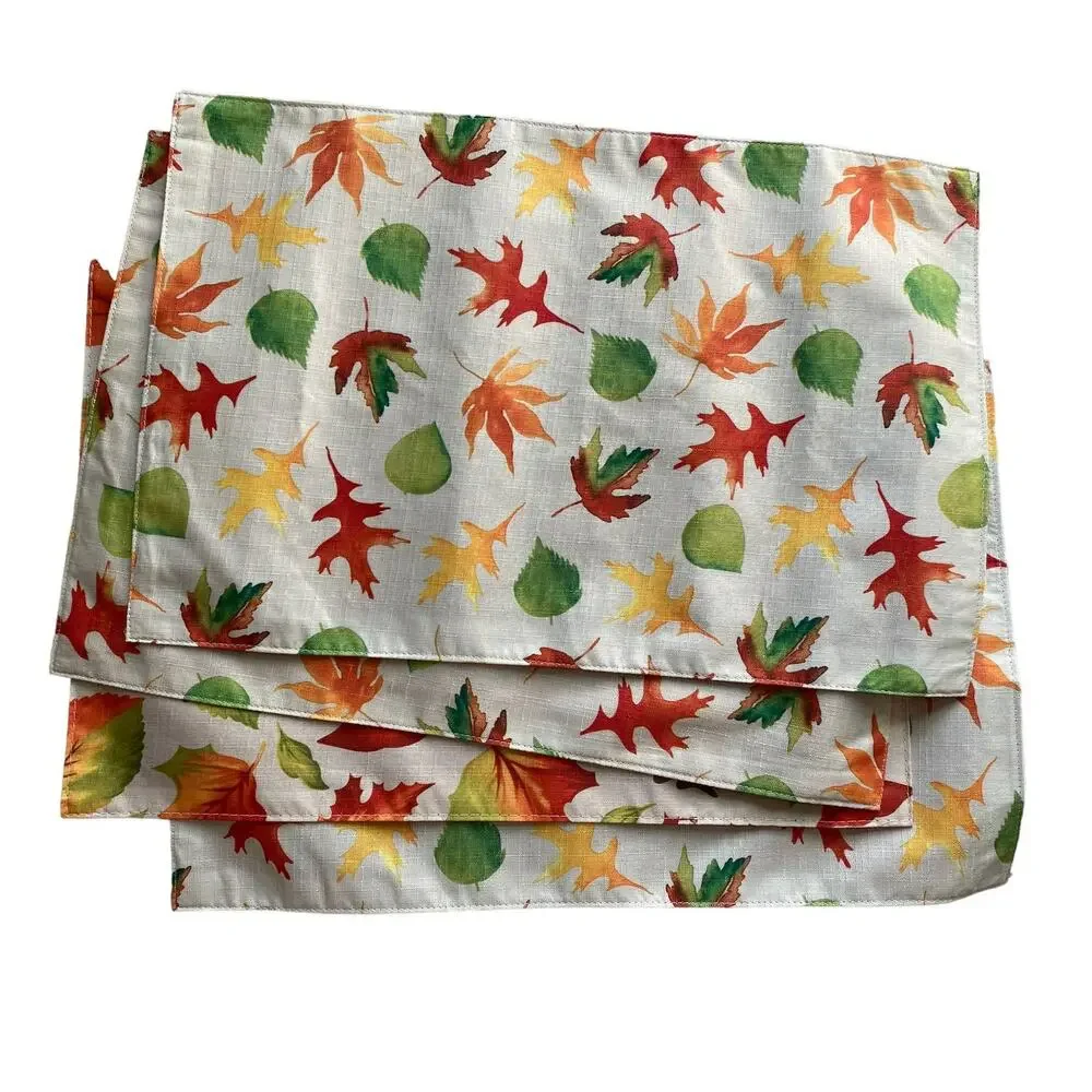 Lot of 4 Fall Leaves Rectangle Fabric Placemats NWT 12